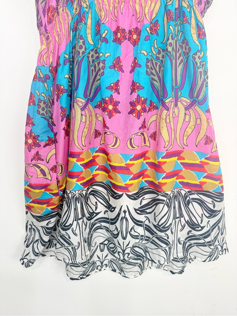 Lane Bryant Colorful Cotton Silk Smock Waist Lightweight Beach Cover Dress NEW - Picture 8 of 11